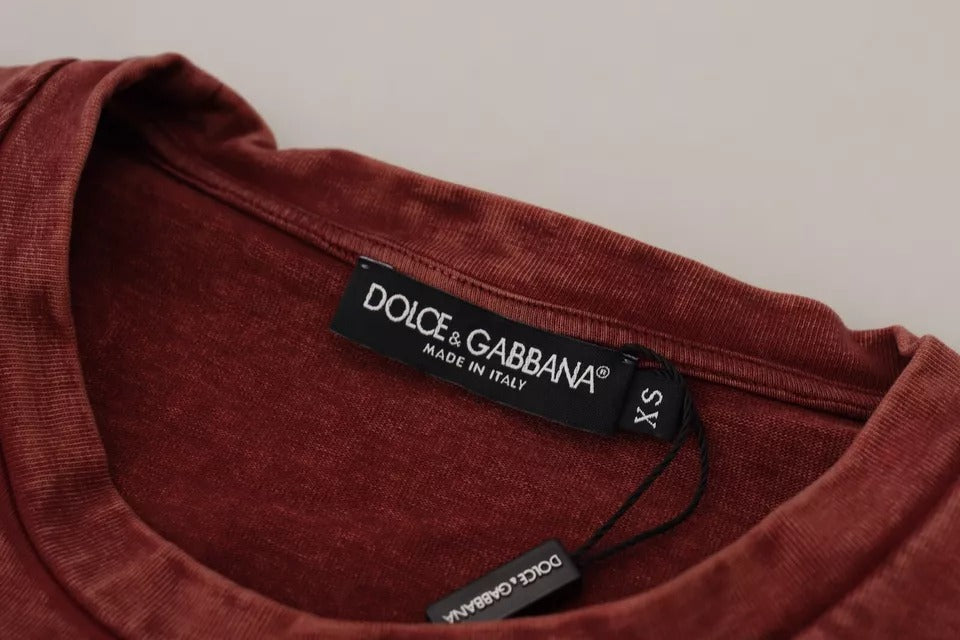 T-shirt en coton à col rond imprimé marron de Dolce &amp; Gabbana