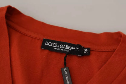 T-shirt en coton à col rond brodé du logo rouge de Dolce & Gabbana