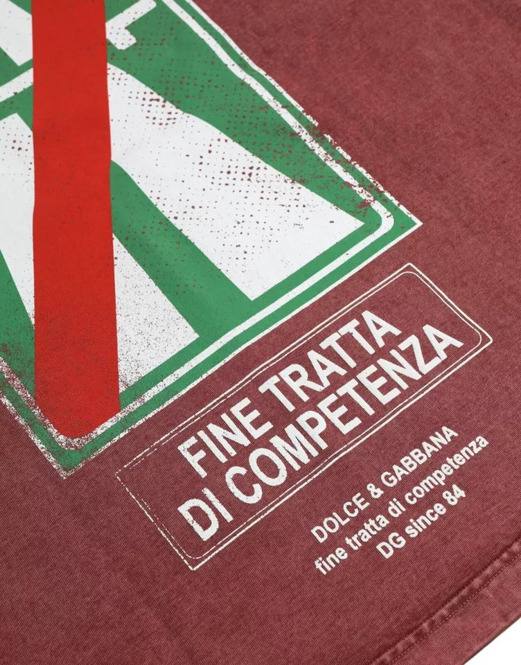 T-shirt à manches courtes, col rond, imprimé marron de Dolce &amp; Gabbana