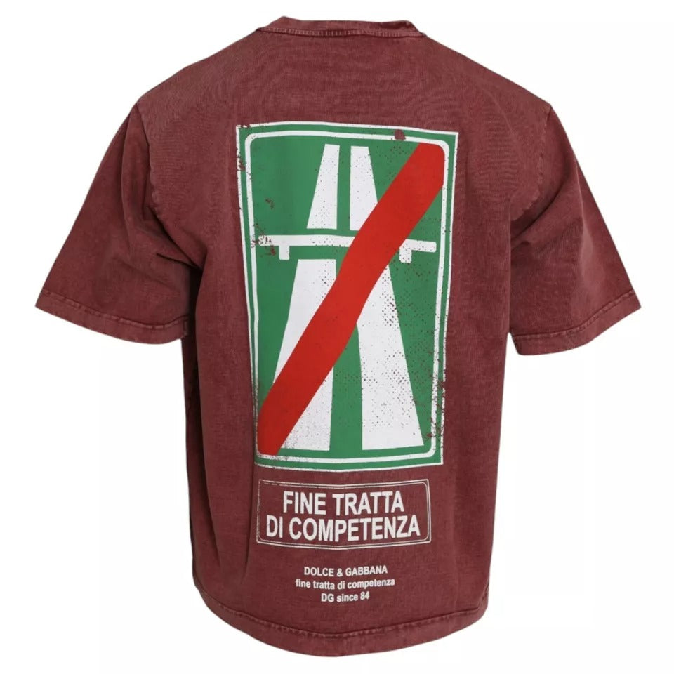 T-shirt à manches courtes, col rond, imprimé marron de Dolce &amp; Gabbana