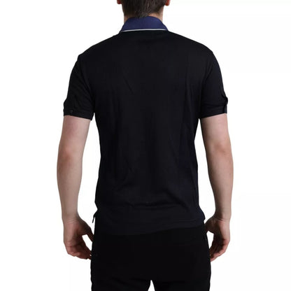 Polo Dolce &amp; Gabbana bleu marine à col en soie pour homme