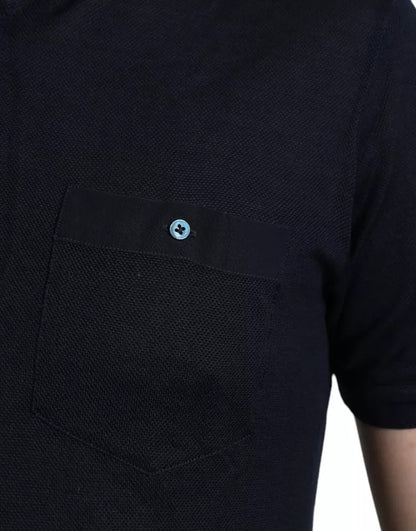 Polo Dolce &amp; Gabbana bleu marine à col en soie pour homme