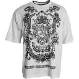 T-shirt en coton à col rond avec logo couronne et lion blanc de Dolce &amp; Gabbana