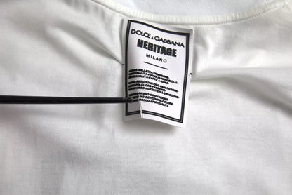 Dolce & Gabbana wit T-shirt met olifantenkop en kroonlogo, gemaakt van katoen, met ronde hals.