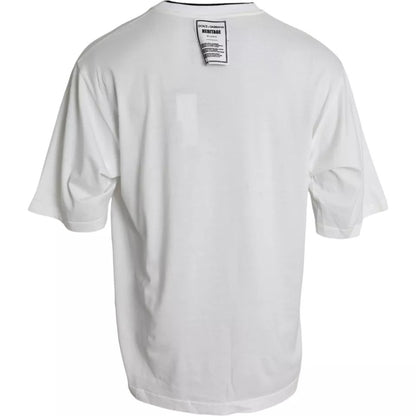 Dolce & Gabbana wit T-shirt met olifantenkop en kroonlogo, gemaakt van katoen, met ronde hals.