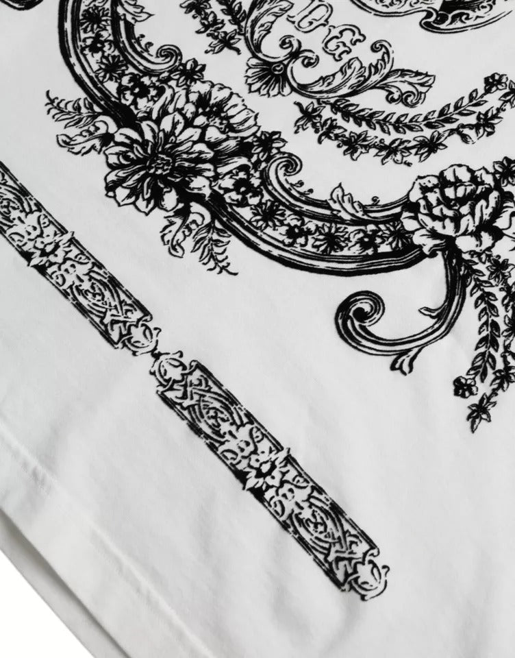 T-shirt en coton à col rond avec logo couronne et lion blanc de Dolce &amp; Gabbana