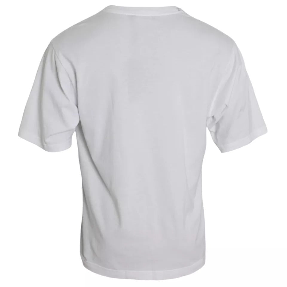T-shirt à manches courtes en coton à col rond avec logo blanc de Dolce &amp; Gabbana