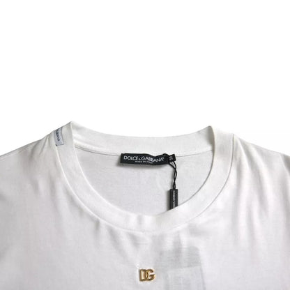 Dolce & Gabbana wit logo katoenen T-shirt met ronde hals en korte mouwen