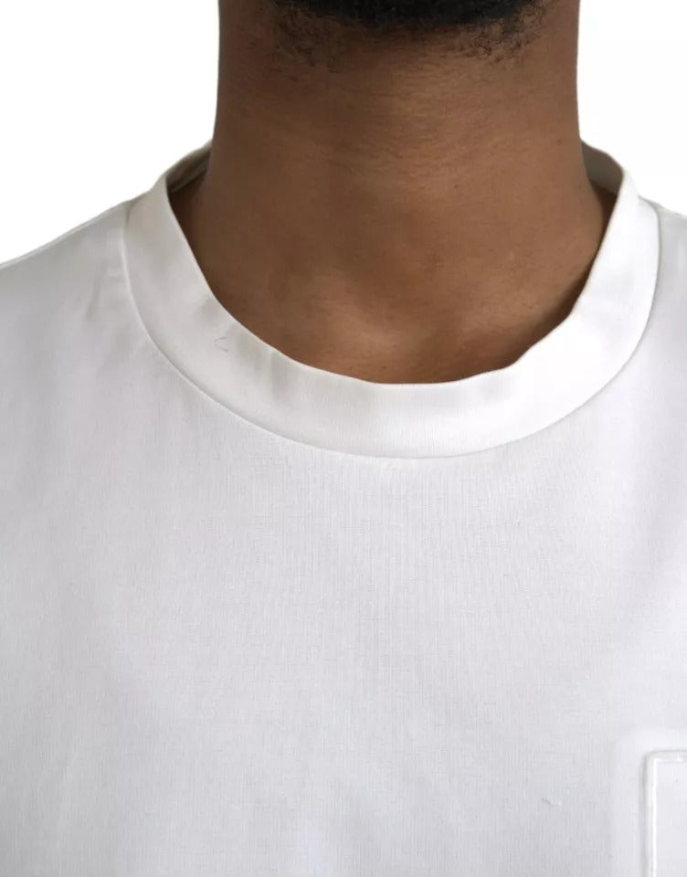 T-shirt en coton à col rond blanc avec logo en relief de Dolce &amp; Gabbana