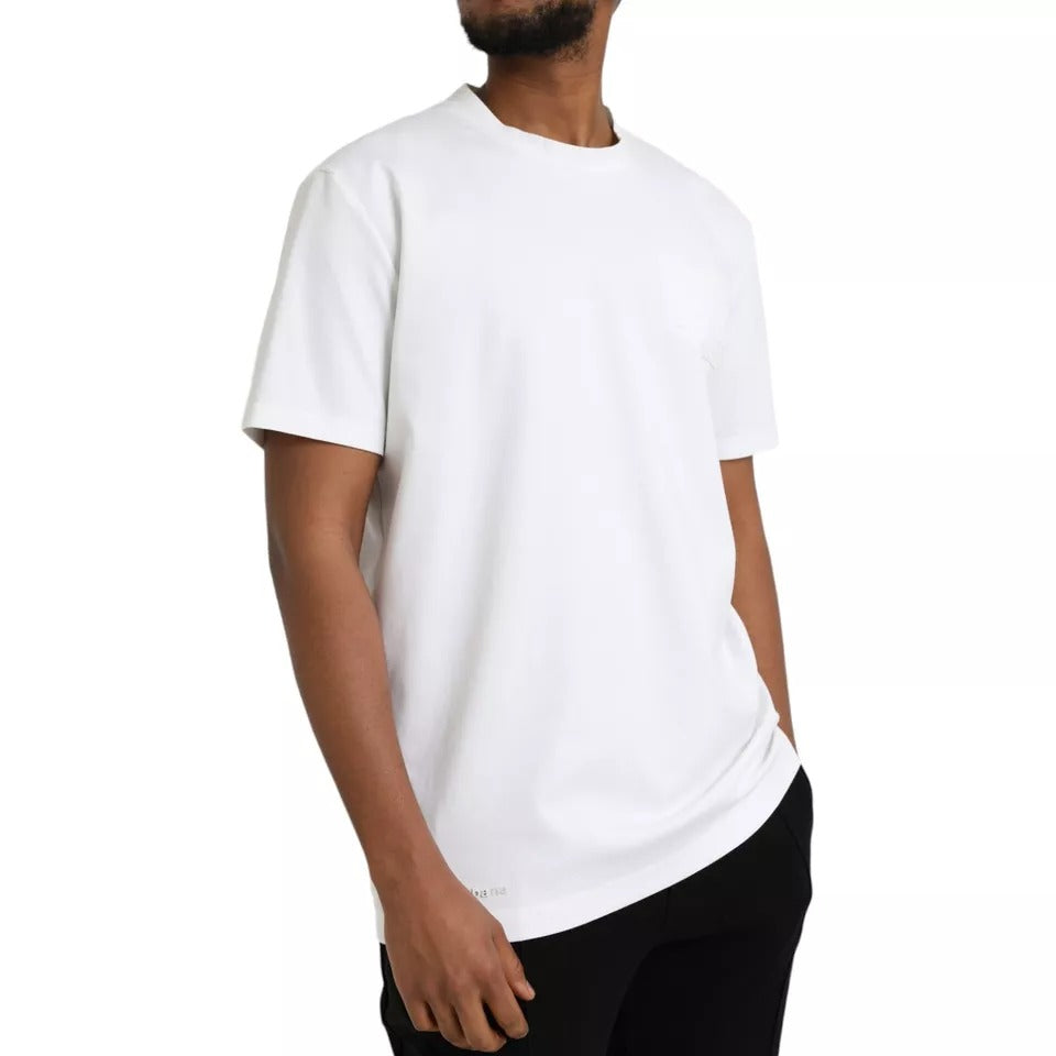 T-shirt en coton à col rond blanc avec logo en relief de Dolce &amp; Gabbana