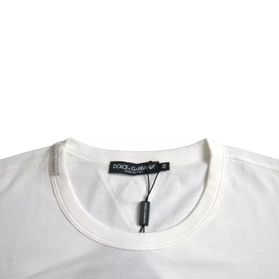Dolce & Gabbana wit T-shirt met bloemenprint en logo, ronde hals, gemaakt van katoen