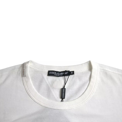 Dolce & Gabbana wit T-shirt met bloemenprint en logo, ronde hals, gemaakt van katoen
