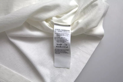 Dolce & Gabbana wit T-shirt met bloemenprint en logo, ronde hals, gemaakt van katoen
