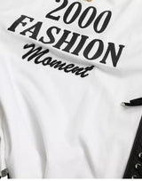 Dolce & Gabbana T-shirt Blanc avec Imprimé Slogan et Détails en Lanières