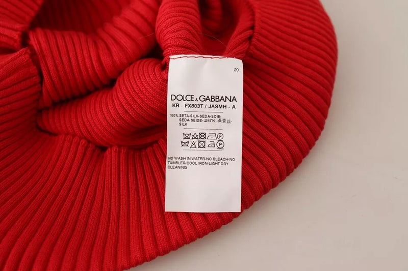 Dolce & Gabbana Red Silk Short Sleeve T-shirt Top