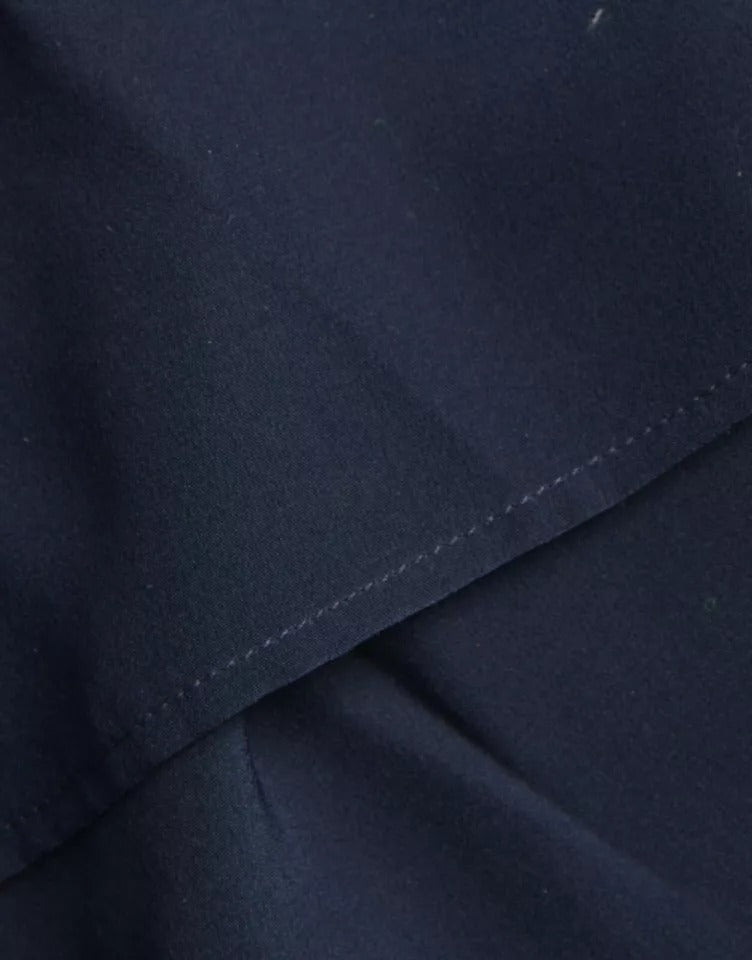 Dolce & Gabbana Blouse Top en Soie Bleue à Manches Longues