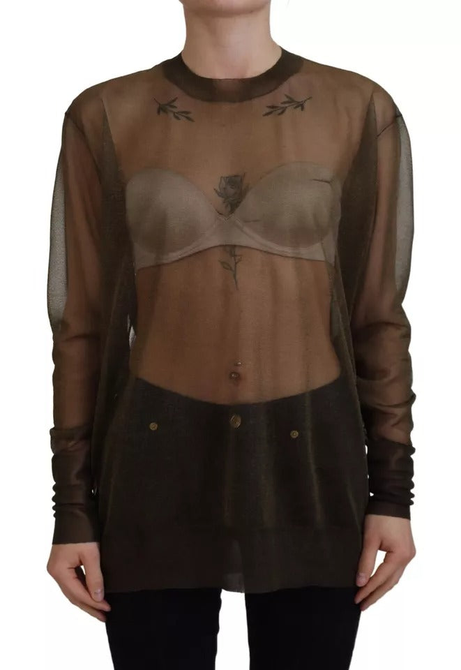 Dolce & Gabbana Black Transparent Long Sleeve Top
