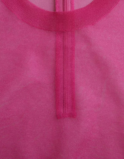 Dolce & Gabbana roze transparante top met ronde hals en lange mouwen