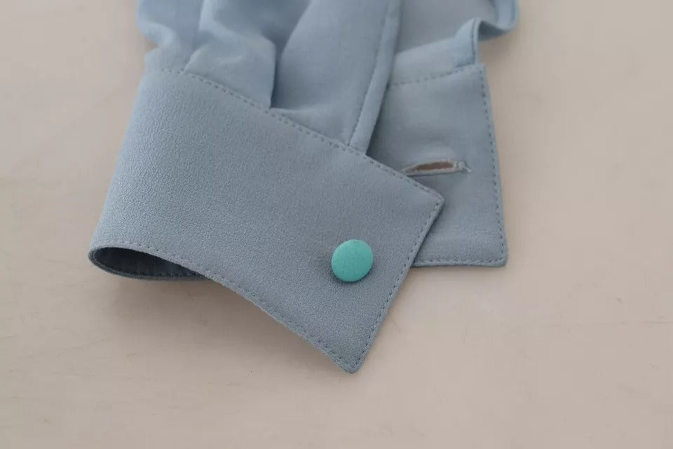 Dolce & Gabbana Blauwe Blouse met Kraag en Lange Mouwen, Top van Zijde