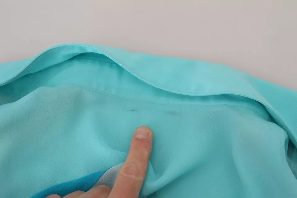 Dolce & Gabbana Blauwe Blouse met Kraag en Lange Mouwen, Top van Zijde