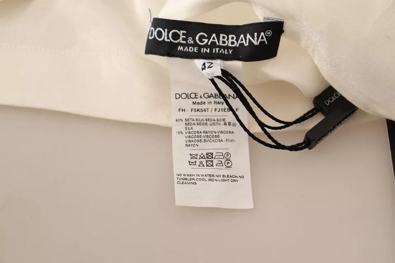 Dolce & Gabbana White Blouse with Ascot Collar - Silk Top
