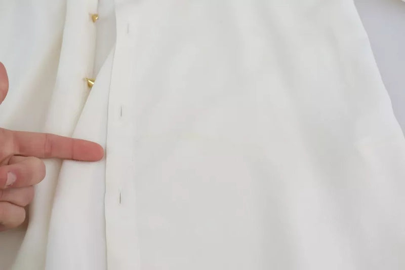 Dolce & Gabbana White Silk Blouse with Ascot Collar