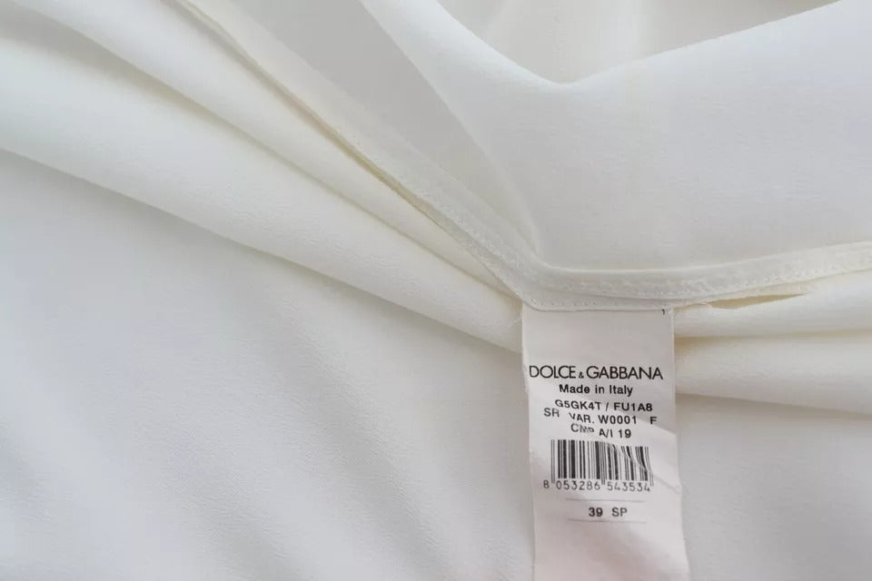 Dolce & Gabbana Blouse en Soie Blanche avec Col Ascot