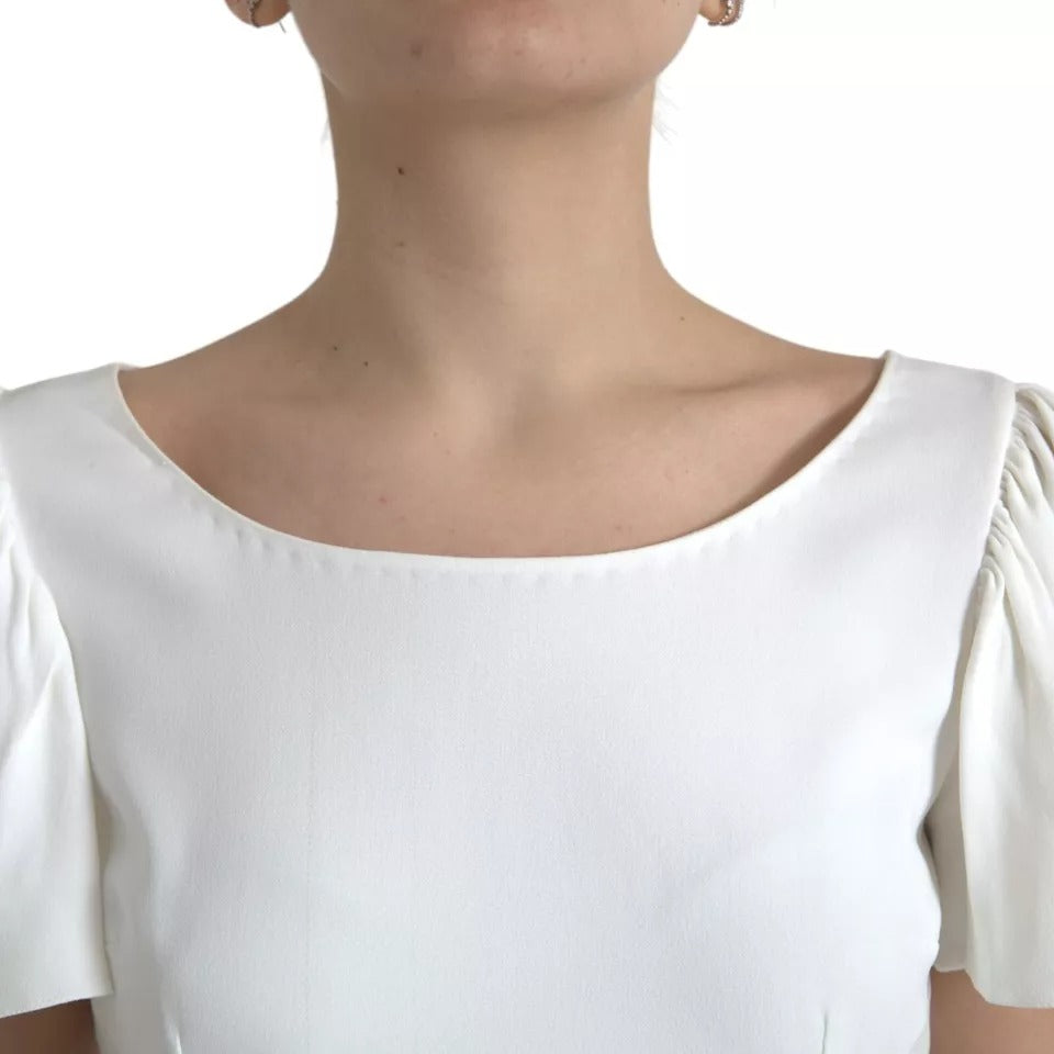Dolce & Gabbana Top Blanc à Col Rond et Manches Courtes