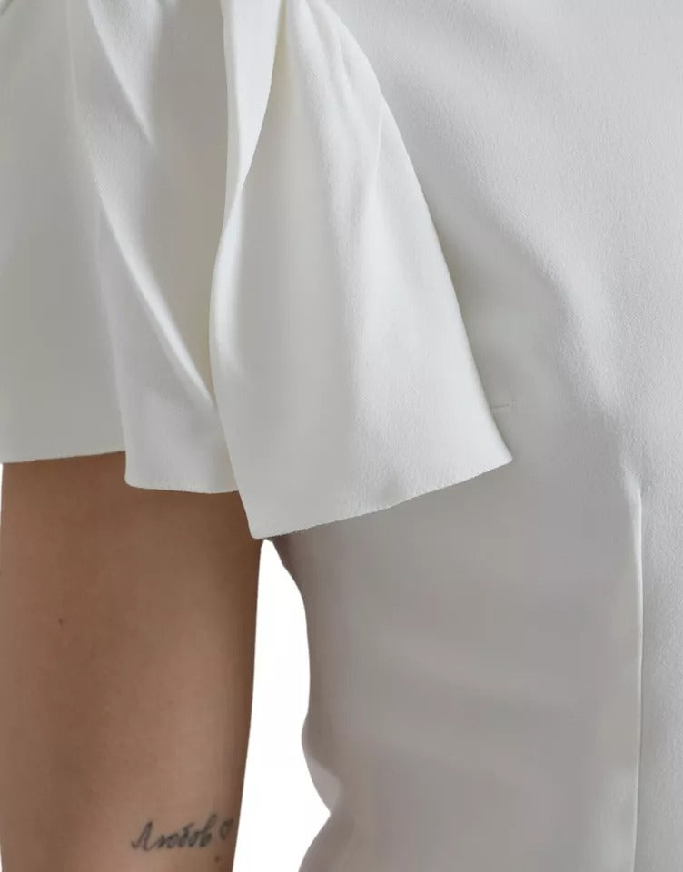 Top blanc en viscose à manches courtes et col rond de Dolce & Gabbana