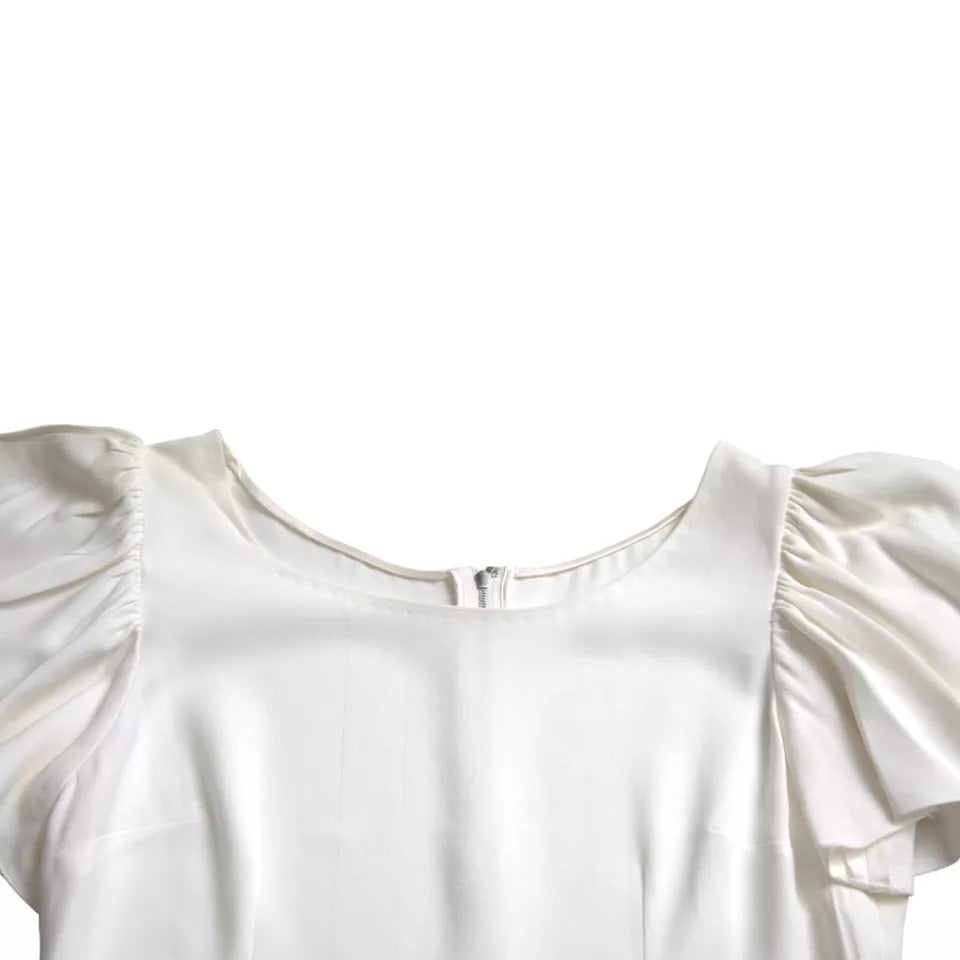Top blanc en viscose à manches courtes et col rond de Dolce & Gabbana