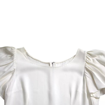 Top blanc en viscose à manches courtes et col rond de Dolce & Gabbana