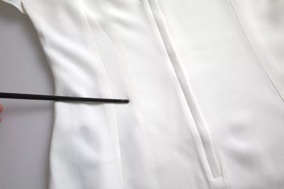 Top blanc en viscose à manches courtes et col rond de Dolce & Gabbana