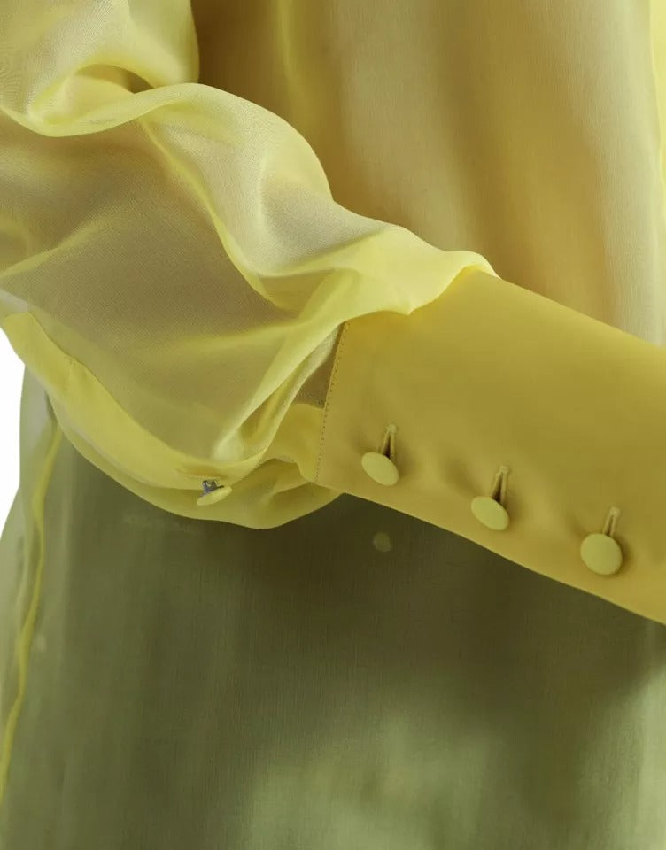 Dolce & Gabbana Blouse Longue Jaune en Soie avec Boutons