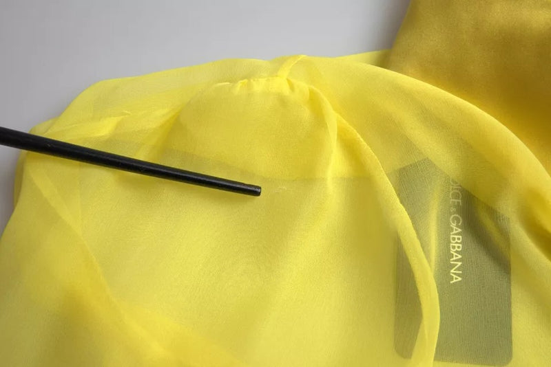 Dolce & Gabbana Blouse Longue Jaune en Soie avec Boutons