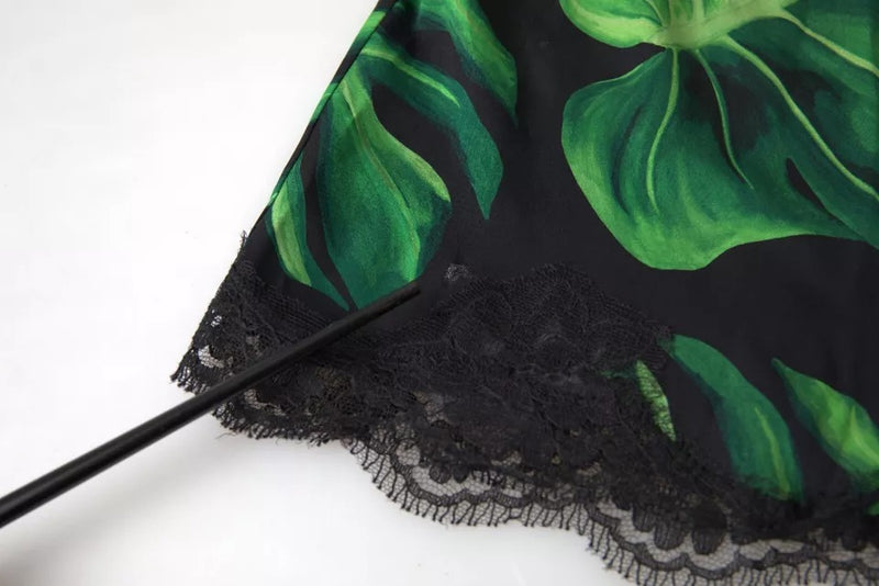 Dolce & Gabbana Black Philodendron Print Silk Camisole