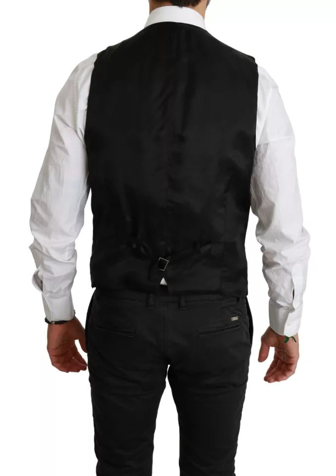 Dolce & Gabbana Black Stretch Waistcoat - Formal Dress Wool Vest
