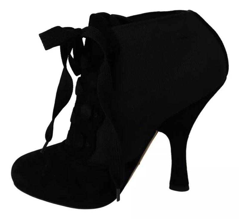 Dolce & Gabbana Black Suede Stretch Ankle Boots