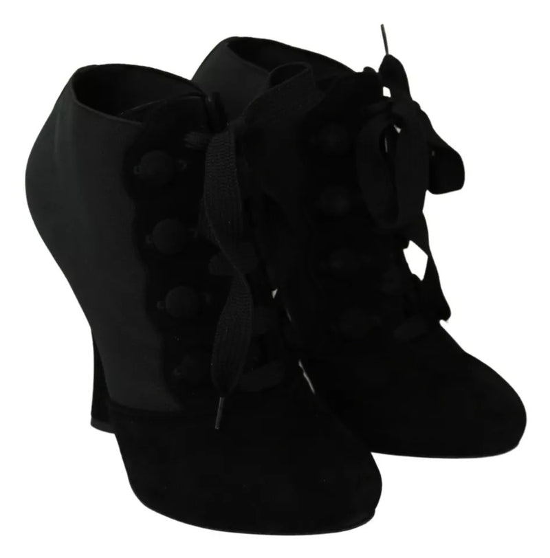 Dolce & Gabbana Black Suede Stretch Ankle Boots