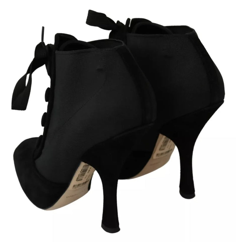 Dolce & Gabbana Black Suede Stretch Ankle Boots