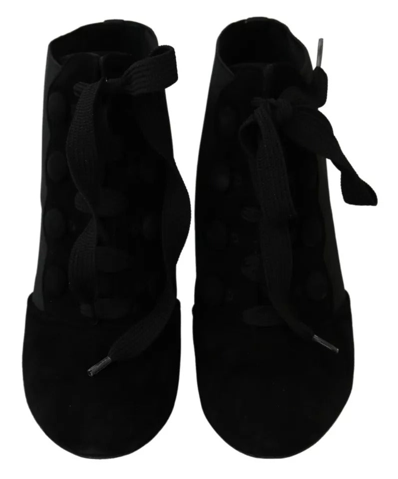 Dolce & Gabbana Black Suede Stretch Ankle Boots