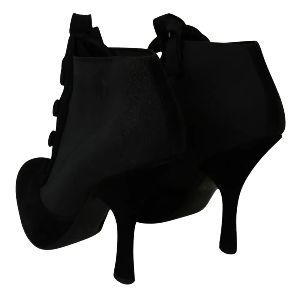 Dolce & Gabbana Black Suede Stretch Ankle Boots
