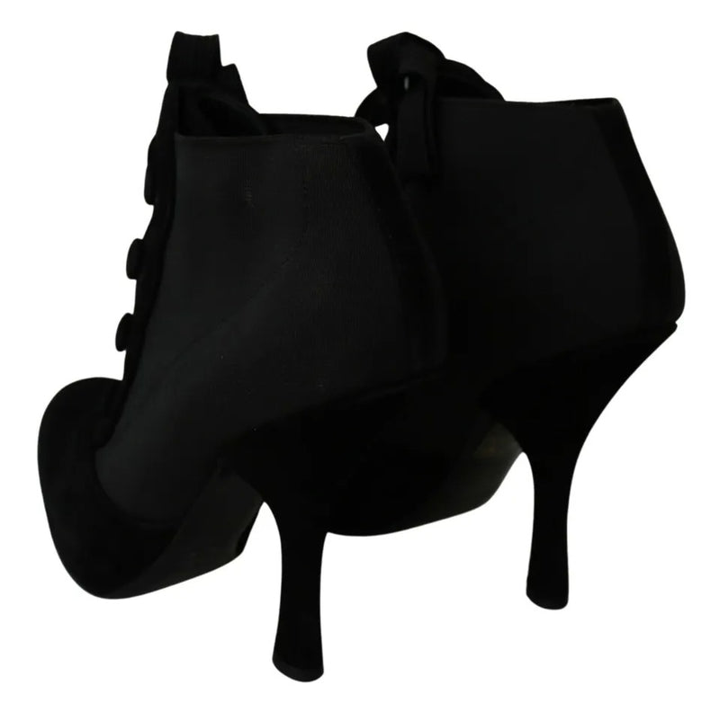 Dolce & Gabbana Black Suede Stretch Ankle Boots