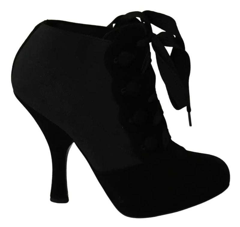 Dolce & Gabbana Black Suede Stretch Ankle Boots