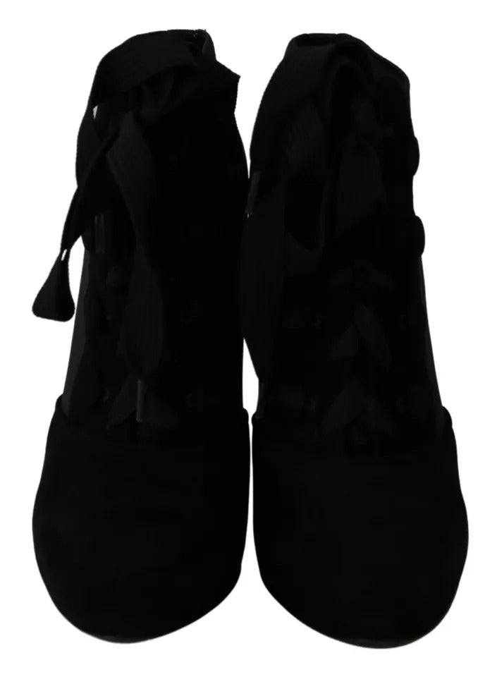 Dolce & Gabbana Black Suede Stretch Ankle Boots