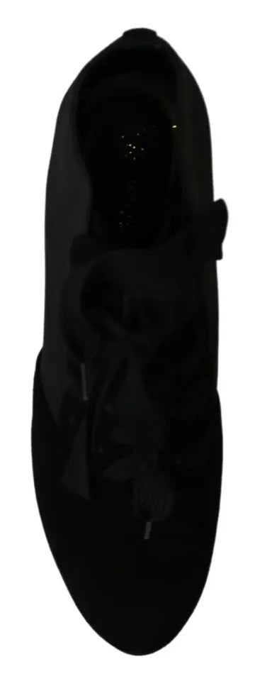 Dolce & Gabbana Black Suede Stretch Ankle Boots