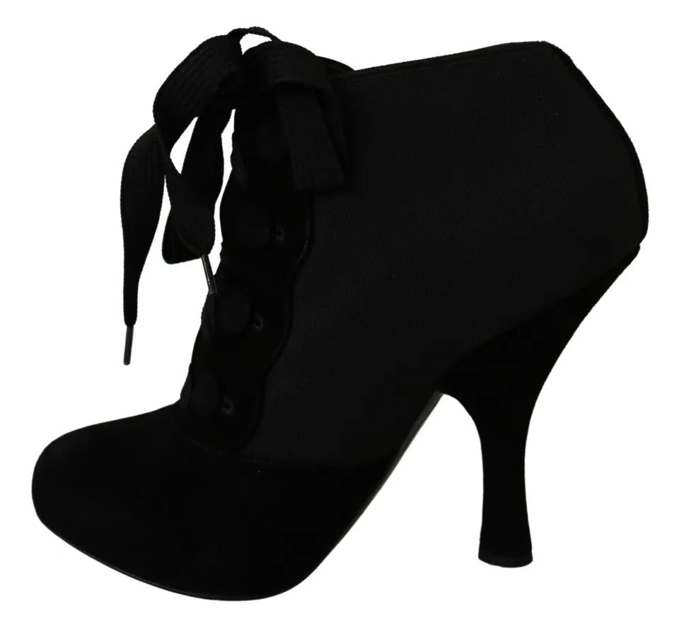 Dolce & Gabbana Black Suede Stretch Ankle Boots