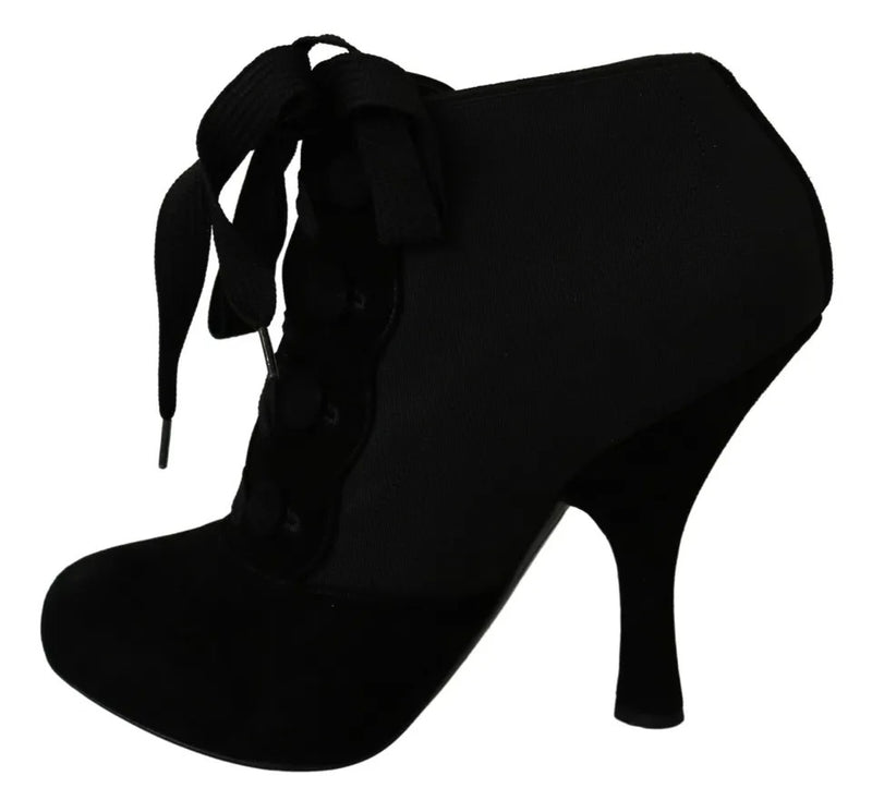 Dolce & Gabbana Black Suede Stretch Ankle Boots
