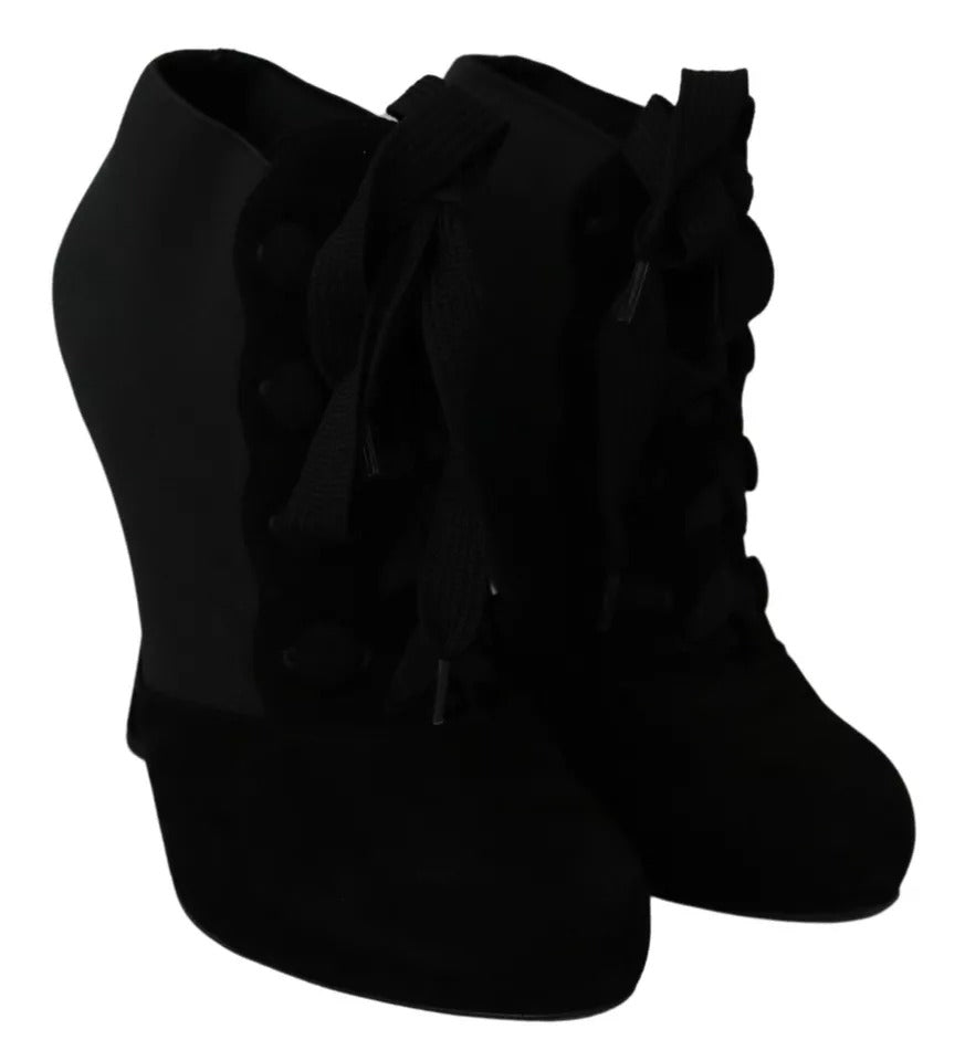 Dolce & Gabbana Black Suede Stretch Ankle Boots