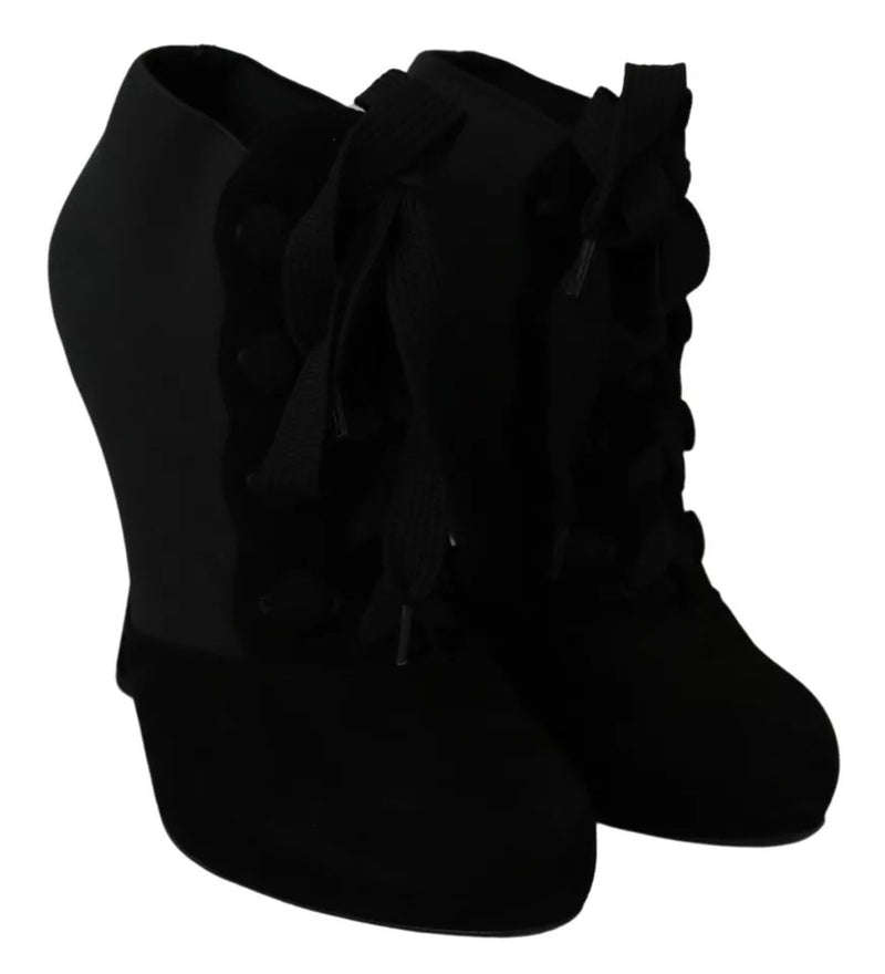 Dolce & Gabbana Black Suede Stretch Ankle Boots