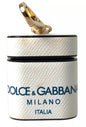 Dolce & Gabbana Airpods-hoesje met wit blauw kalfsleer en logoprint